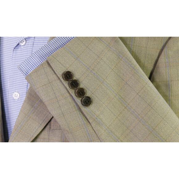 Faconnable by Cantarelli Gold Checkered Wool Sportcoat Blazer 44R - Picture 6 of 10